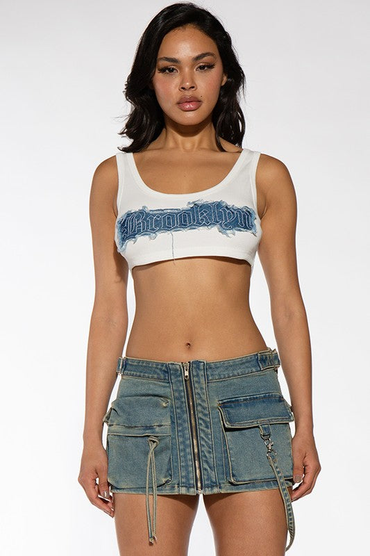 LOW RISE DENIM MINI SKIRT